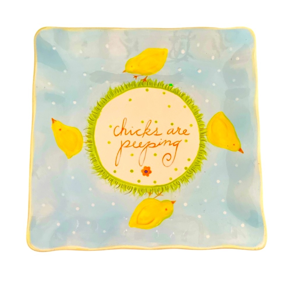 LORI SIEBERT➕Whimsical Easter “Chicks Are Peeping” Serving Platter